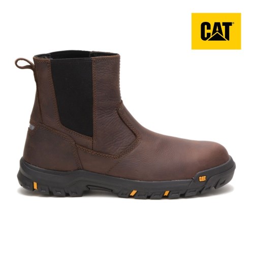 Pánské Pracovní Boty Caterpillar Wheelbase Steel Toe Tmavě Hnědé (CZ-9AXZ)